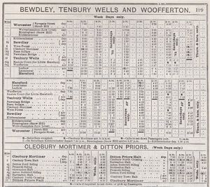 Timetable Bewdley to Woofferton and Cleobury to Ditton Priors 1932.jpg